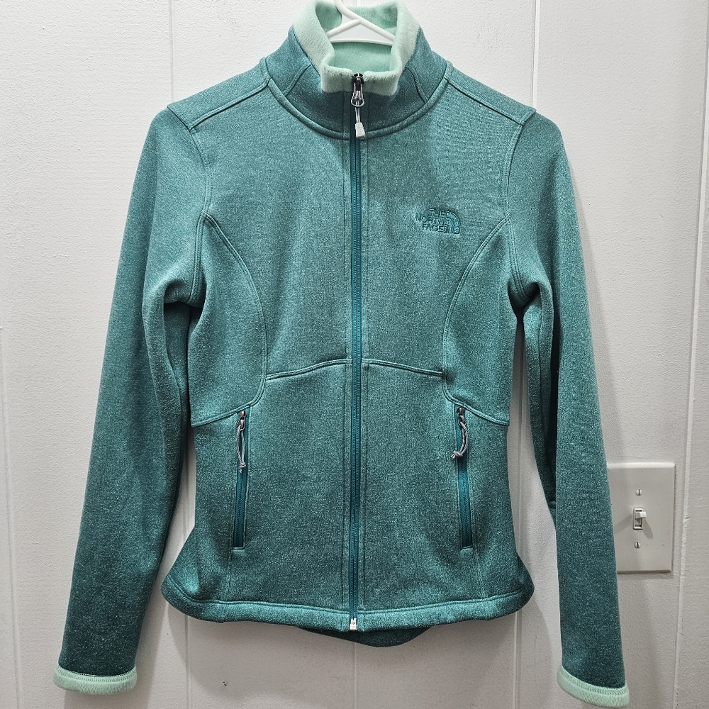 Womens North Face Teal Green Fleece Zip-up Jacket Soft Lightweight Size X-Small